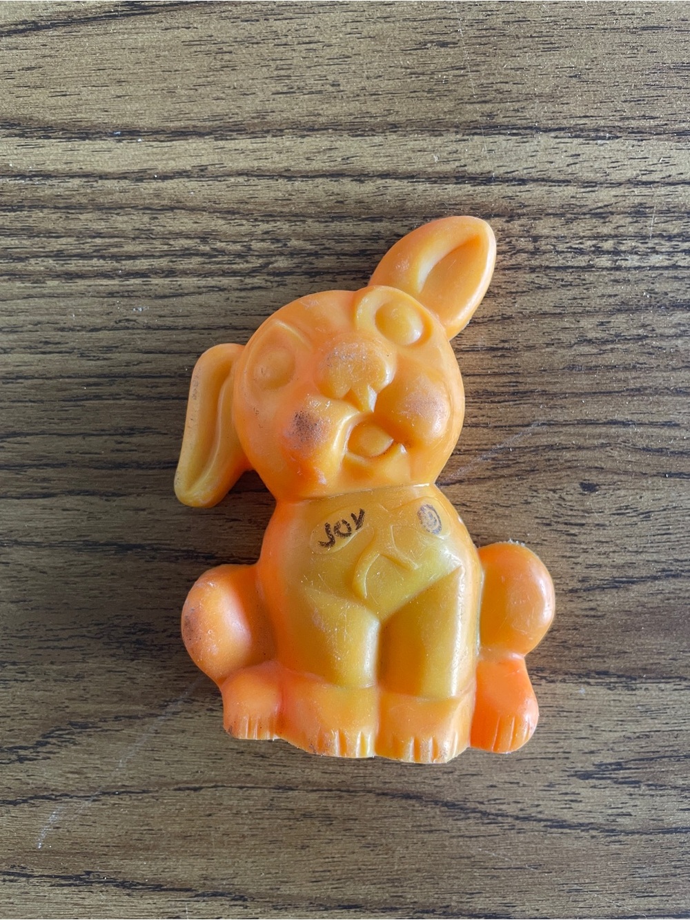 Vintage Orange Plastic Dog/Bunny Figurine – Hollow Mold Toy